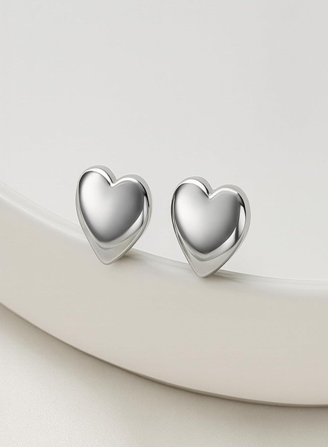 Zeffy Sterling Silver Heart Earrings for Women Hypoallergenic Minimalist Tiny Small Love Heart Stud Earrings 925 Sterling Silver Stud Earrings for Sensitive Christmas Valentines Day Jewelry Gifts - Image 5